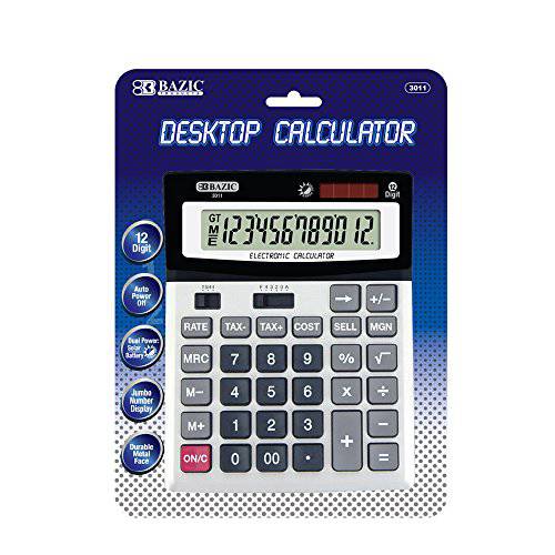 BAZIC 12-Digit 데스크탑 계산기 w/ Profit Calculation& Tax 기능, 1-Pack