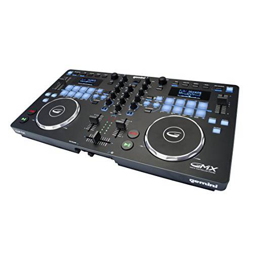 Gemini GMX Series 프로페셔널 오디오 DJ Multi-Format USB, MP3, WAV and DJ 소프트웨어 호환가능한 미디어 컨트롤러 시스템 Touch-Sensitive High-Res 조그 휠, 블랙