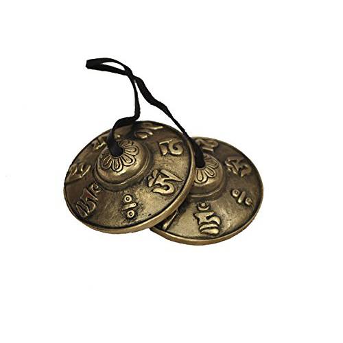 Dharma store - 티벳 Tingsha Cymbals - 6.2 cm - OM Mane Padme Hum 기호 양각