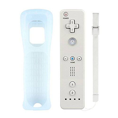 Wii 원격 컨트롤러, 교체용 원격 게임 컨트롤러 실리콘 케이스 and 손목 스트랩 Wii and Wii U (화이트)