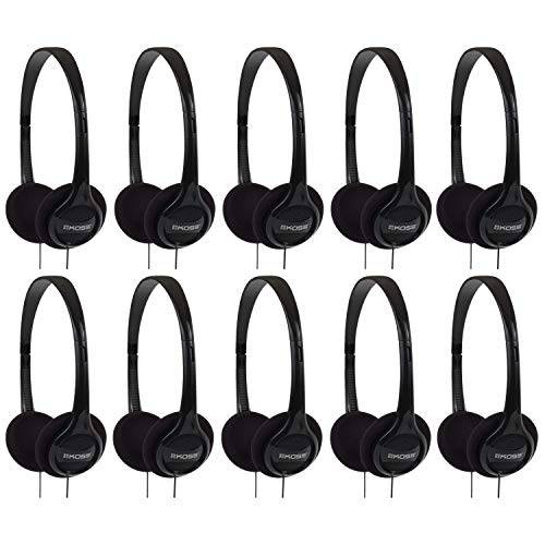Koss KPH7 경량 휴대용 On-Ear 헤드폰,헤드셋 번들,묶음 (블랙, 10-Pack)