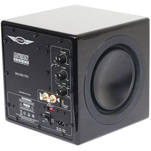 Earthquake Sound MiniMe-P63 컴팩트 6.5-inch 전원 서브우퍼 듀얼 패시브 라디에이터, 피아노 블랙