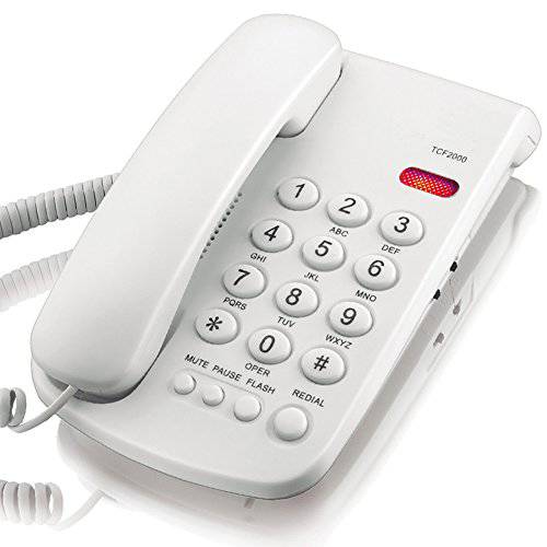 KerLiTar K-P041 베이직 유선 폰 Redial 음소거 기능 유선전화 Telephone(White)