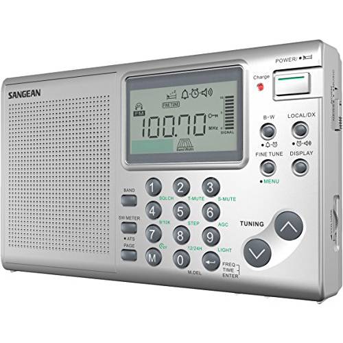 Sangean ATS-405 FM-Stereo/ AM/ 숏 Wave 세계 밴드 블루투스리시버, 실버