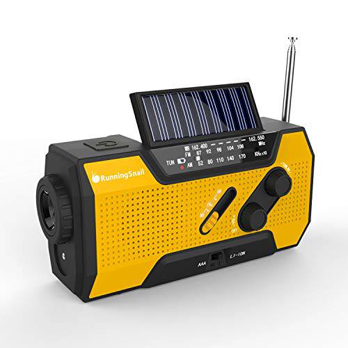 RunningSnail  태양광 크랭크 NOAA 날씨 라디오 응급시 AM/ FM, 플래시라이트,조명, 독서 램프 and 2000mAh 파워 Bank（Orange）