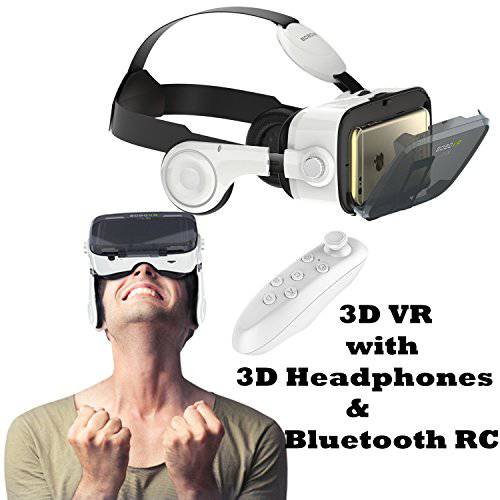 3D VR 헤드셋 글라스, Tsanglight VR 헤드셋 3D 헤드폰, 헤드셋&  리모컨 호환가능한 iOS 아이폰 XR XS X 8 7 6 6S 플러스, 안드로이드 삼성 갤럭시 S9 엣지/ S9/ S8 엣지/ S8/ S7 엣지/ S7/ S6/ A5