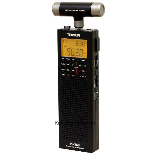 Tecsun PL-360 디지털 PLL 휴대용 AM/ FM 단파 라디오 DSP, 블랙
