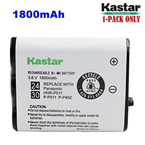 Kastar HHR-P511/ HHR-P402 배터리 (1-Pack), 타입 24/ 30 NI-MH 충전식 무선 전화 배터리 3.6V 1800mAh, 교체용 파나소닉 HHR-P511, HHR-P402, P-P511, P-P511A, HHR-P402A