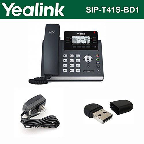 Yealink SIP-T41S IP 폰 6-Line HD 음성+ Wi-Fi USB 동글 WF40+  파워 서플라이