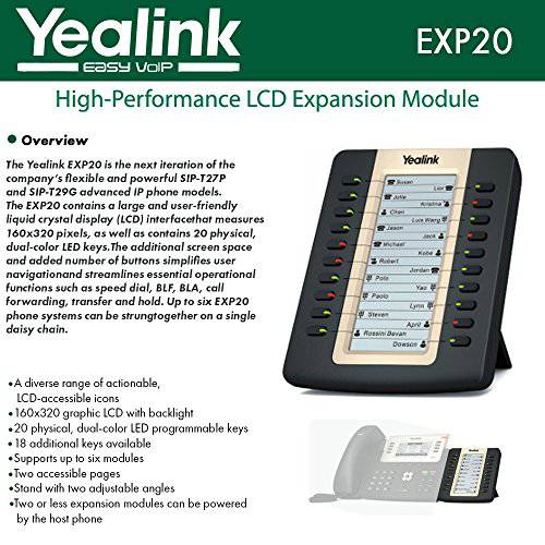 Yealink EXP20 LCD 확장 모듈 SIP-T27P and SIP-T29G