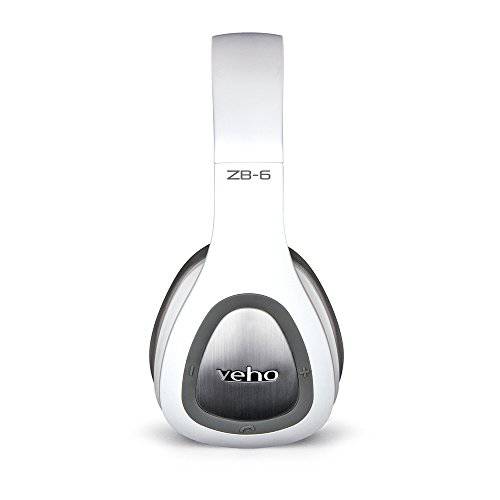 Veho ZB-6 On-Ear 블루투스 헤드폰, 헤드셋 | 폴더블 디자인 | 마이크, 마이크로폰 | 리모컨, 원격 | 유선 옵션 | 충전식 무선 헤드폰 - 화이트 (VEP-016-ZB6-WH)