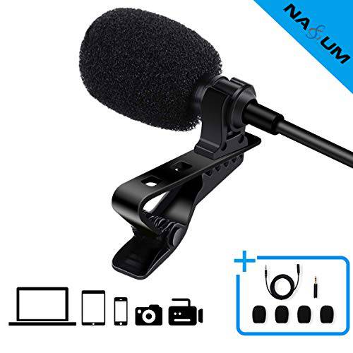 NASUM Lavalier Lapel Microphone, 3.5mm Professional Lavalier Lapel Microphone 전 방향 마이크, iPhone Android에 이상적, 윈도우 스마트 폰, YouTube / Interview / Studio / Video / Recording / Podcast