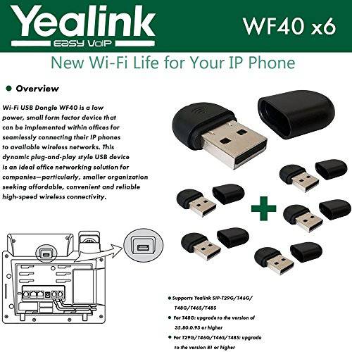 Yealink WF40 6-Pack USB 동글 Wi-Fi 플러그 and 플레이 150 Mbps