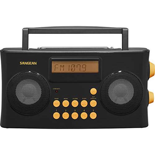 Sangean PR-D17 AM/ FM-RDS 휴대용 라디오 특별히 Designed The Visually 감퇴 Helpful Guided 음성 Prompts, 블랙, 10 스테이션 Presets (5 AM, 5 FM), 스테레오/ Mono 스위치, 알람 타이머
