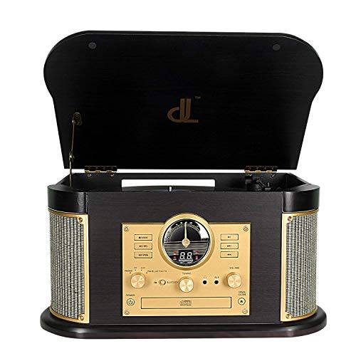 LP레코드 플레이어, Phonographs DLITIME 3-Speed 비닐 턴테이블 Built-in 2 x9W 블루투스 스피커, 헤드폰 잭/ Aux in/ RCA/ led/ USB/ MP3/ CD/ FM/ AM LP레코드 플레이어