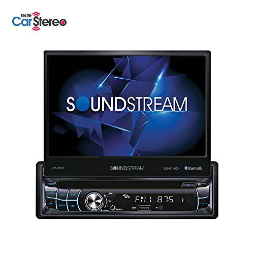 Soundstream VR-720B 멀티미디어 블루투스리시버/ 싱글 DIN, 7 in-Dash 플립 Up DVD, 블루투스