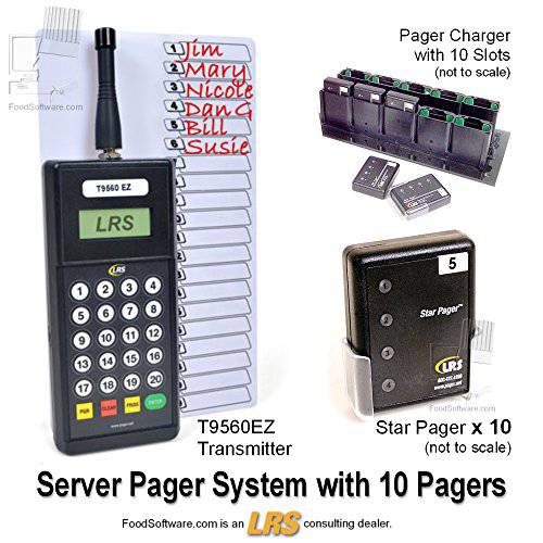 롱 레인지 시스템 서버 휴대용소형무선호출기 시스템 키트 10 Pagers