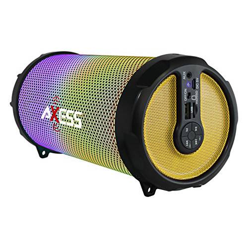 AXESS SPBL1044 다양한,생생한 플러스 블랙 하이파이 블루투스 스피커 디스코 LED 라이트 in Yellow