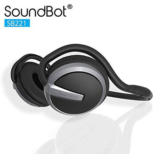 SoundBot SB221 HD 무선 블루투스 4.0 헤드폰,헤드셋 스포츠 액티브 헤드폰 20Hrs 음악 스트리밍 25Hrs 핸즈프리 통화 w Sweat Resistant 인체공학 안전한 핏 디자인 음성 제어 지원 for