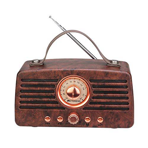 Retekess TR607 빈티지 FM 라디오, 스테레오 레트로 스피커, 지원 USB, TF and AUX 포트,  4.2 블루투스, Ideal Old Fashioned 라디오 가정용 and 파티