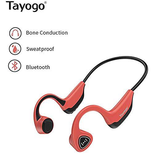 골전도 헤드폰,헤드셋, Open-Ear 무선 골전도 블루투스 헤드폰,헤드셋 스포츠 Fitness-Red