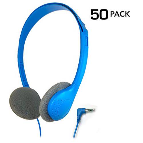 SmithOutlet 50 팩 벌크, 대용량 교실 헤드폰,헤드셋 블루