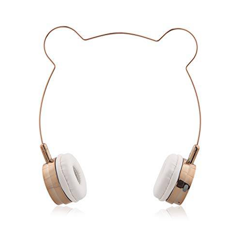 Lux Accessories  로즈 골드 Bear Ears 헤드폰,헤드셋 와이어 프레임 헤드폰,헤드셋 w 마이크,마이크로폰