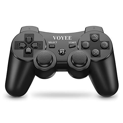 VOYEE  컨트롤러 PS3, 무선 컨트롤러 업그레이드된 조이스틱/ 배터리/ 자동차 소니 플레이스테이션 3 (블랙)