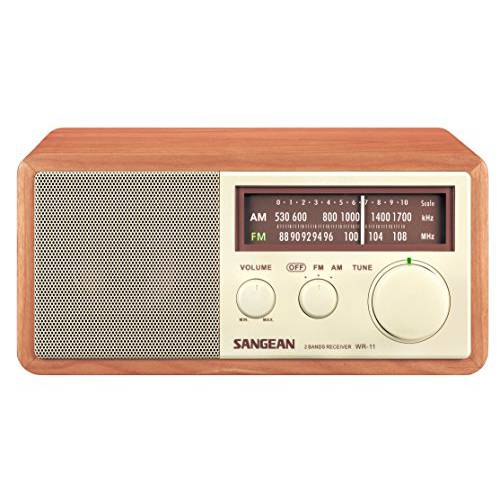 Sangean WR-11 우드 캐비넷 AM FM 테이블 탑 아날로그 라디오