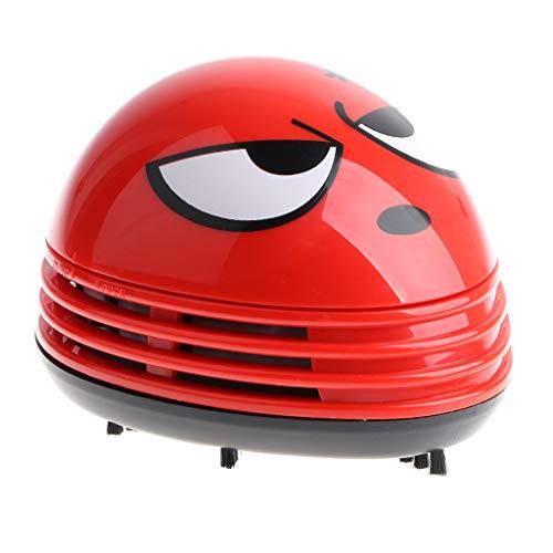 Cute 휴대용 Beetle 레이디버그 카툰 미니 데스크탑 진공 데스크 먼지 클리너 (레드)