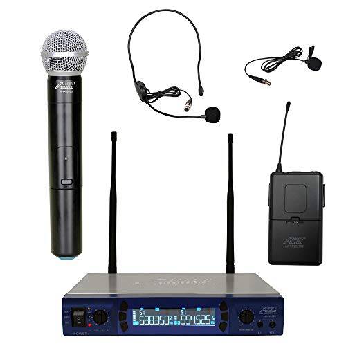 Audio2000’s 6952umh UHF 200 Frequency 휴대용 무선 라발리에/ 헤드폰,헤드셋 마이크,마이크로폰