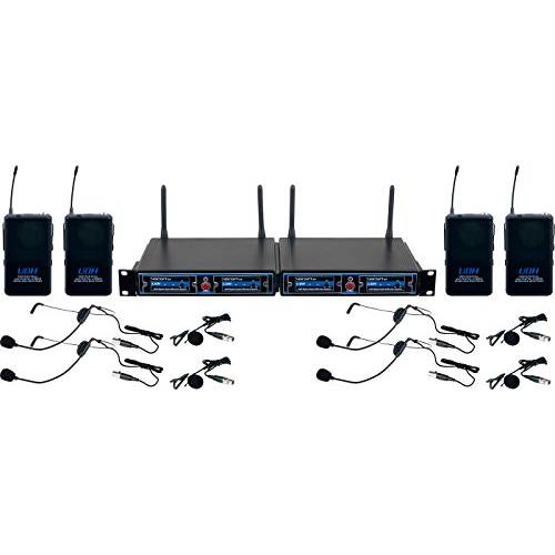 VocoPro, 4 FOUR 채널 무선 헤드폰,헤드셋/ 라펠 마이크,마이크로폰 시스템 IN A 백, UDH-PLAY-4-MIB (UDHPLAY4MIB)