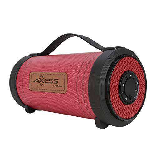 AXESS SPBT1082-RD 휴대용 블루투스 실내/ 아웃도어 2.1 Hi-Fi 큰소리 스피커 Built-in 4 Sub+  바이브레이팅 디스크& SD 카드 USB AUX 입력 레드 Jean