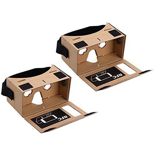 Blingkingdom - (2pcs in 팩) 카드보드 헤드폰,헤드셋 3D VR VR 안드로이드 스마트 폰 아이폰+ NFC and Head-Strap