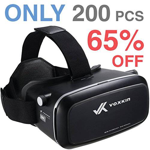 VR 헤드폰,헤드셋 3D VR 글라스 by Voxkin  고 해상도 광학 렌즈, 완전 조절가능 스트랩, Focal and 피사체 Distance  Perfect VR 헤드폰,헤드셋 아이폰, 삼성 and Any 폰 3.5 to 6.5