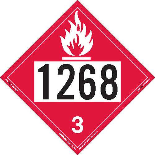 Labelmaster ZEZ21268 UN 1268 Flammable 리퀴드 Hazmat Placard, E-Z 탈부착가능 비닐 (팩 of 25)