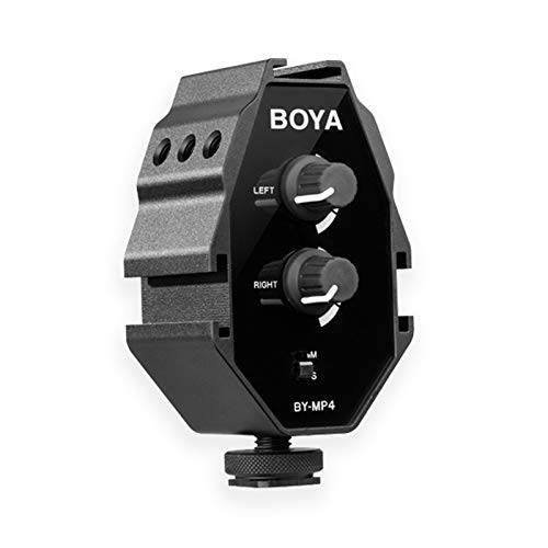 BOYA BY-MP4 2 채널 오디오 어댑터 스마트폰, DSLR 카메라 or 캠코더