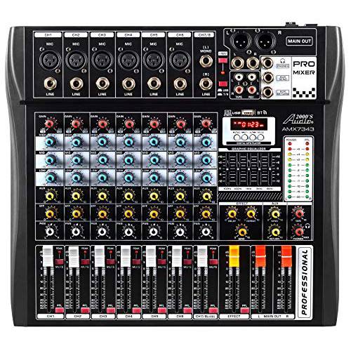 Audio2000’S AMX7343 Eight-Channel 오디오 믹서,휘핑기 USB 인터페이스 and 사운드 이펙트