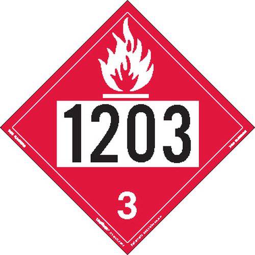 Labelmaster Z-IDG UN 1203 Flammable 리퀴드 Hazmat Placard, 영구 비닐 (팩 of 25)