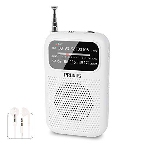 휴대용 포켓 라디오 AM FM 트랜지스터 라디오 배터리 작동, 스테레오 헤드폰,헤드셋 잭, 우수한 Reception(White)