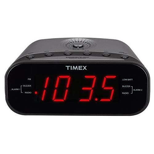 Timex T231GY AM/ FM 듀얼 알람 시계 라디오 1.2-Inch 레드 디스플레이 and Line-In 잭 (건메탈)