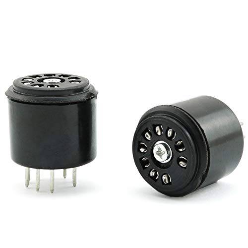 DZS Elec 2pcs 블랙 Bakelite 실버 도금 9-pin 튜브 소켓 적용가능한 12AX7 플라스틱 튜브 베이스 오디오 악세사리
