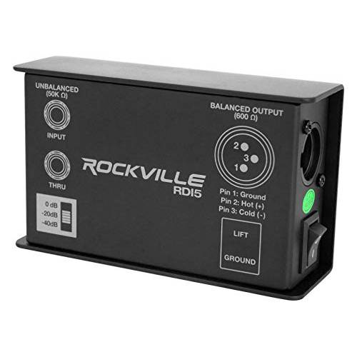 Rockville RDI5 DI 박스 변환 기타/ 악기 Signal to 밸런스 라인 레벨
