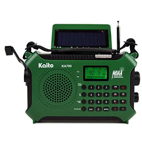 Kaito KA700 블루투스 응급시 핸드 크랭크 Dynamo&  태양광, 태양열 AM FM 날씨 NOAA 밴드 라디오 레코더 and MP3 플레이어& More