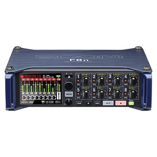 Zoom F8n 프로페셔널 필드 레코더/ 믹서,휘핑기, 오디오 비디오, 24-bit/ 192 kHz 레코딩, 10 채널 레코더, 8 XLR/ TRS 입력, Timecode, 앰비소닉 모드, 배터리 전원, 듀얼 SD 카드 슬롯