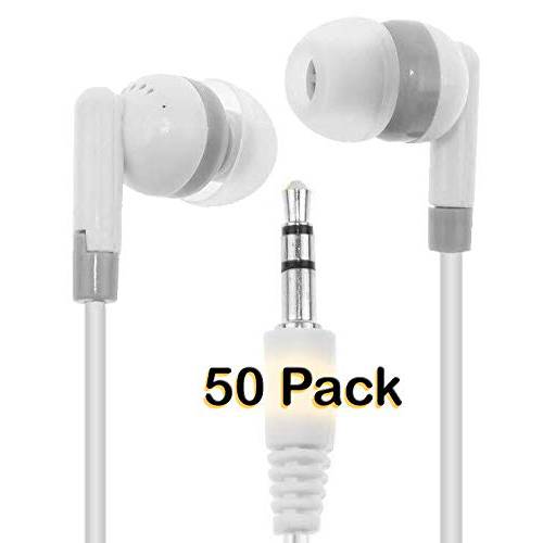 LowCostEarbuds 벌크, 대용량 Wholesale Lot of 50 화이트/ 그레이 이어폰, 이어버드 헤드폰,헤드셋