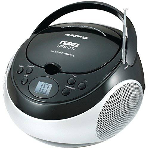 Naxa Electronics NPB-252 BK 휴대용 MP3/ CD 플레이어 AM/ FM 스테레오 라디오 (블랙)