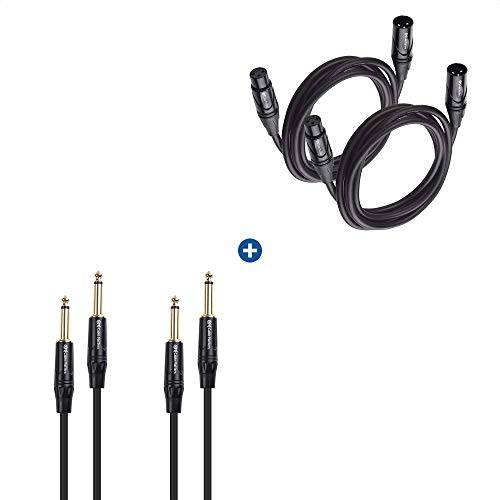 Cable Matters 2-Pack 프리미엄 XLR to XLR 마이크,마이크로폰 케이블 6 Feet& 1/ 4 인치 TS to TS 전기,자동,전동 기타 케이블