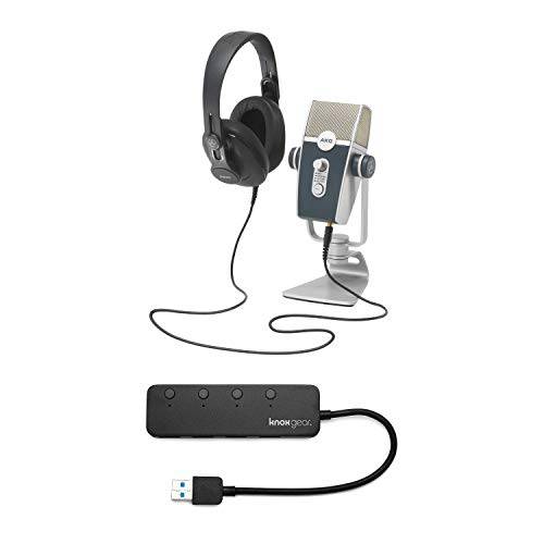 AKG Lyra USB 마이크,마이크로폰 and AKG K371 헤드폰,헤드셋 Knox 3.0 4 포트 USB 허브 번들,묶음 (2 아이템)