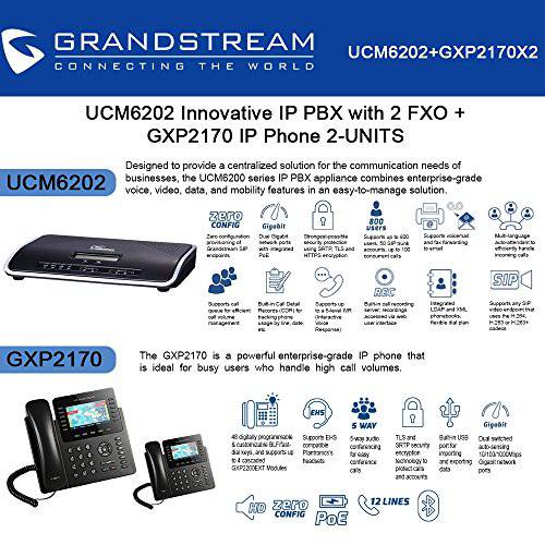 Grandstream UCM6202 IP PBX 2 FXO+ GXP2170 2-UNITS IP 폰
